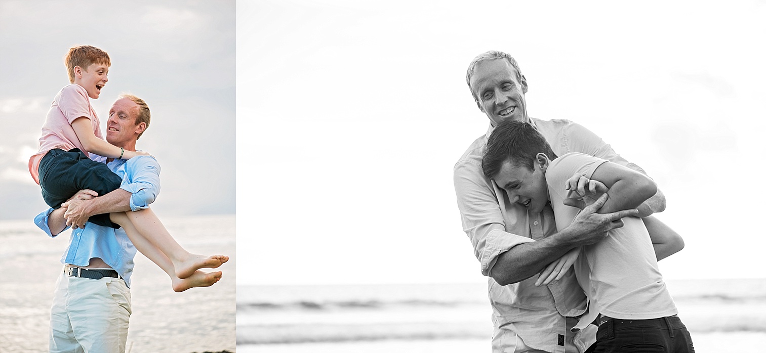 Dad plays with sons at Maui photo session