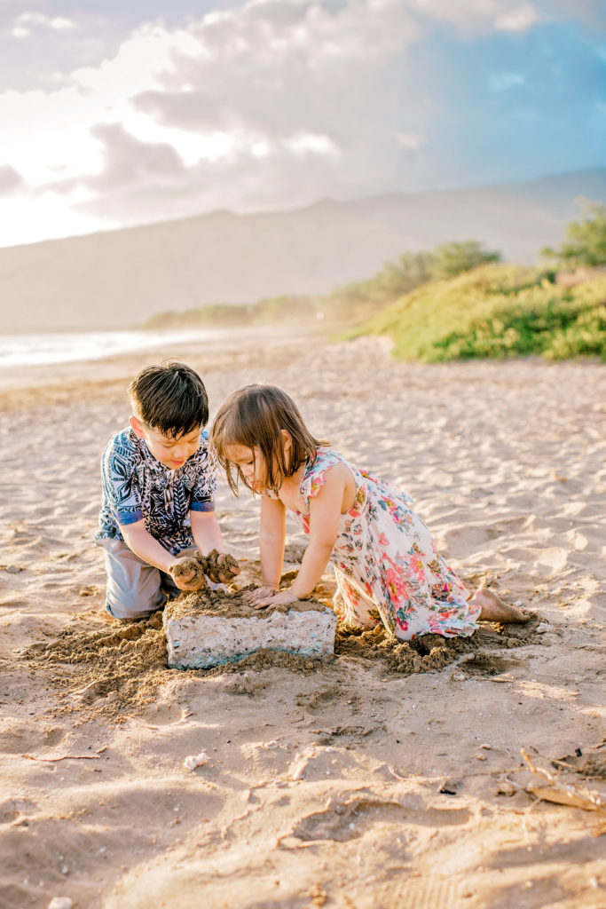 Kids playing on a Maui beach