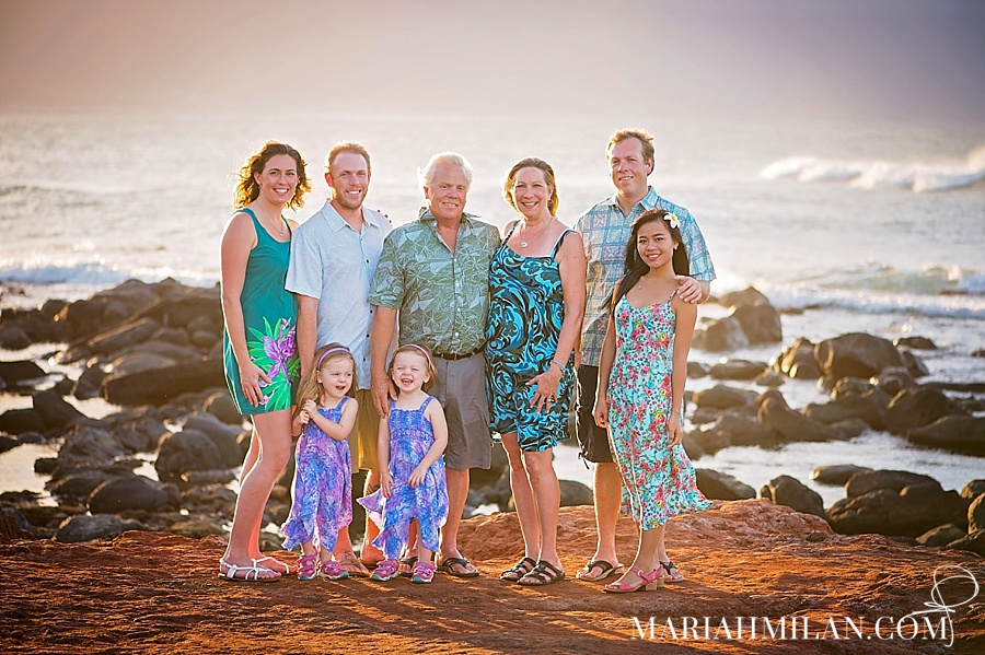 North Shore Maui Sunset Family Portrait