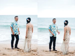 First Look on Poolenalena Beach Maui Wedding Mariah Milan