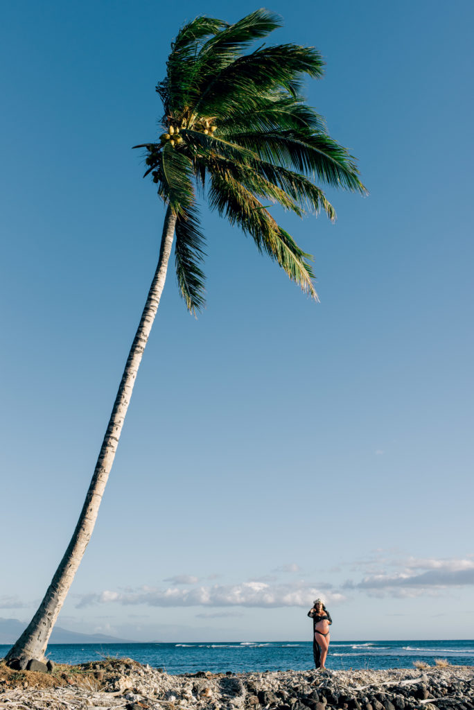 Palm Tree and Pregnant Mom on Maui