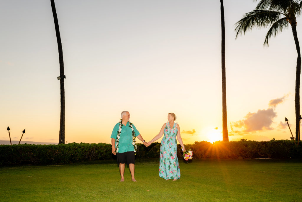 sprawling luau grounds at the Sheraton Maui provided a beautiful sunset view 
