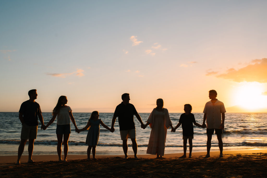 Sunset Family Photography at Wailea Beach, Maui by Mariah Milan Photographers