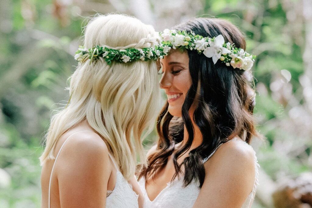 Dori & Natalie’s LGBTQIA+ micro wedding at Ironwood Beach, Maui.
