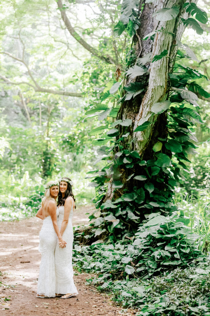 Another tender embrace in the jungle-like beauty of Maui’s Honolua Forest.