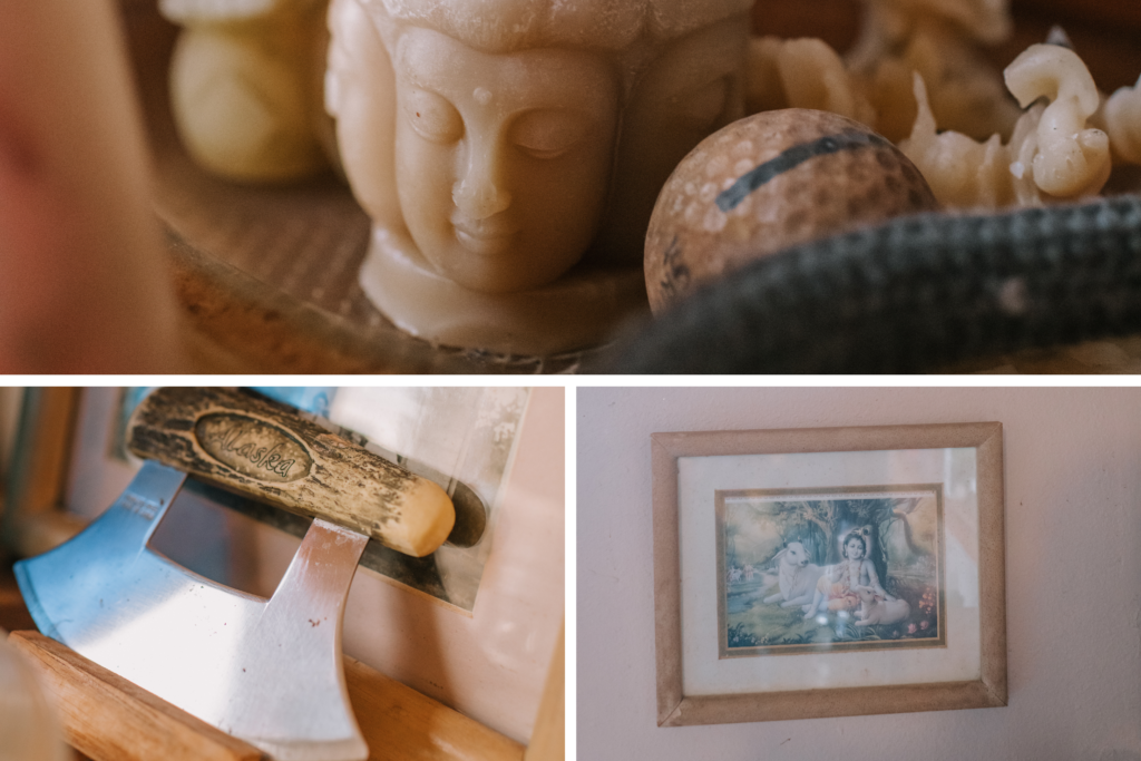 A framed beach scene and seashells, evoking memories of treasured family moments.